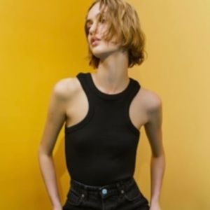 Zara Ribbed halter top black